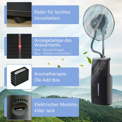 Pedestal fan with mist, adjustable tilt, 3.1L water tank
