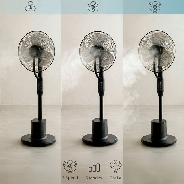 Standventilator mit Sprühfunktion und Fernbedienung, 3 Geschwindigkeiten, 3-Liter-Tank