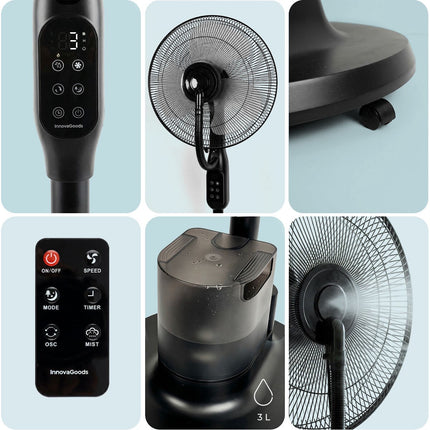 Standventilator mit Sprühfunktion und Fernbedienung, 3 Geschwindigkeiten, 3-Liter-Tank