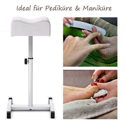 Pedicure stool with adjustable seat height footstool for nail care in salons spa white