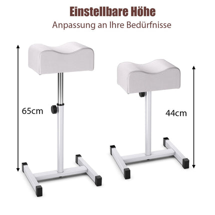Pedicure stool with adjustable seat height footstool for nail care in salons spa white
