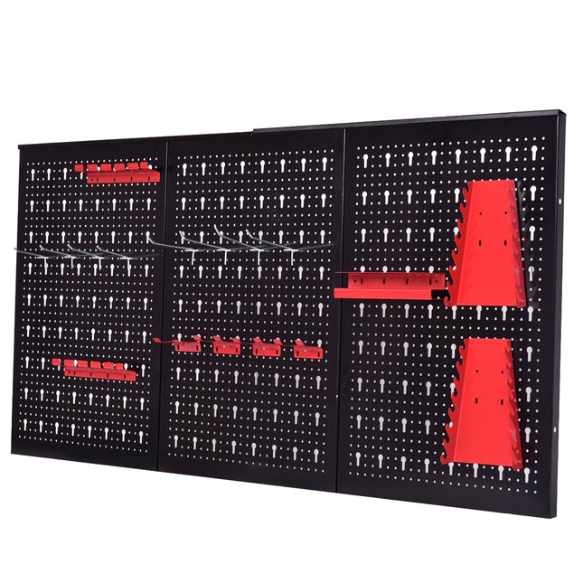 Děrovaný panel na nářadí se sadou 17 držáků, 120x60cm