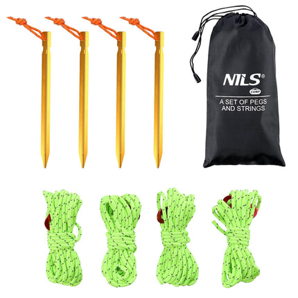 Pegs with Rope for Camping, Set of 6