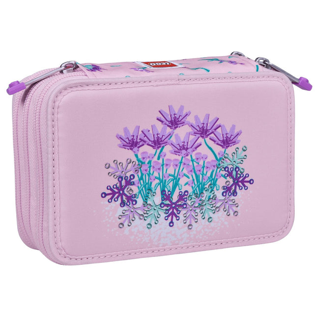 Federmäppchen mit 3 Fächern und Blumenmuster für Schulbedarf