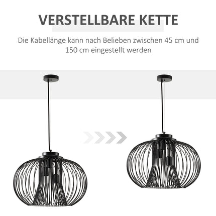 Industriální stropní lampa, nastavitelný kov, černá Ø50 x 150 Cm