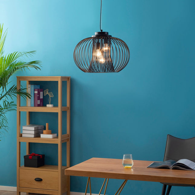 Industrielle Deckenlampe, verstellbares Metall, schwarz Ø50 x 150 cm