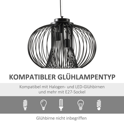 Industriální stropní lampa, nastavitelný kov, černá Ø50 x 150 Cm