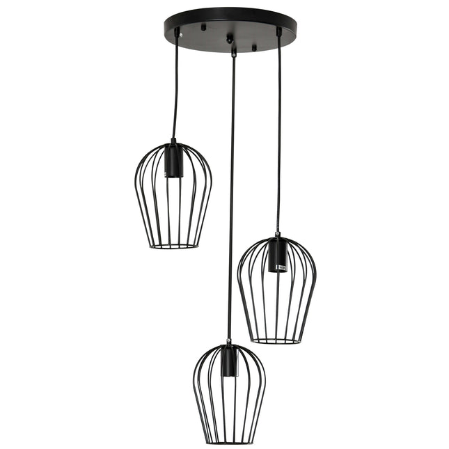 Schwarze Metall-Deckenlampe – modernes geometrisches Design, Ø38x145 cm