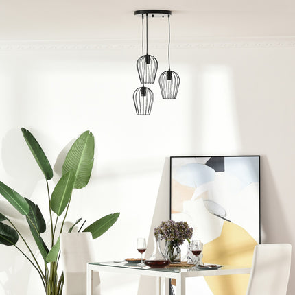 Černá kovová stropní lampa - moderní geometrický design, Ø38x145 cm