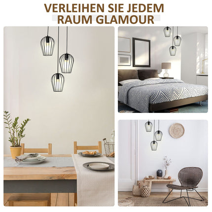 Černá kovová stropní lampa - moderní geometrický design, Ø38x145 cm