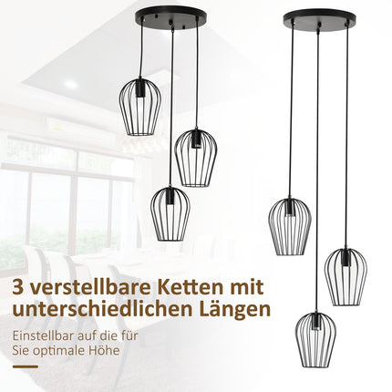 Černá kovová stropní lampa - moderní geometrický design, Ø38x145 cm
