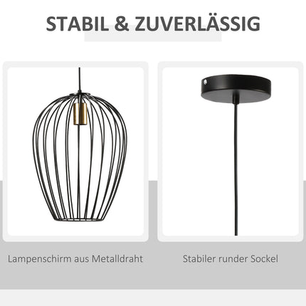 Moderne schwarze Deckenleuchte aus Metall, Ø26 x 130 cm