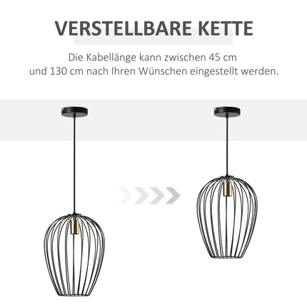 Moderne schwarze Deckenleuchte aus Metall, Ø26 x 130 cm