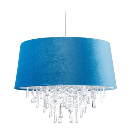 Závěsná lampa z křišťálu se sametovým stínítkem