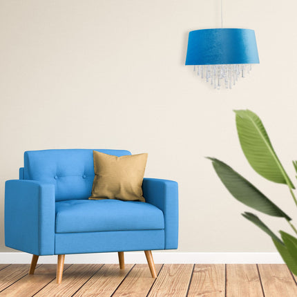 Závěsná lampa z křišťálu se sametovým stínítkem