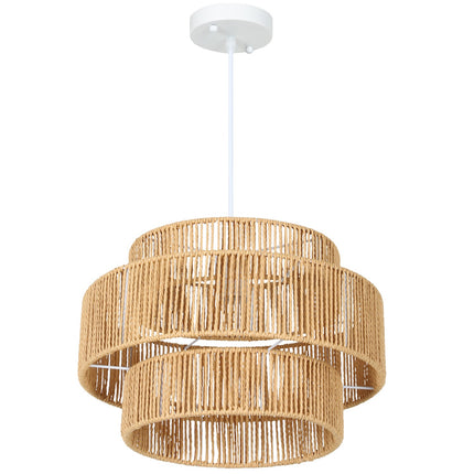 Boho-Hängeleuchte aus Hanfseil – E27, hellbraun, Küche/Esszimmer