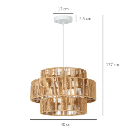 Boho-Hängeleuchte aus Hanfseil – E27, hellbraun, Küche/Esszimmer