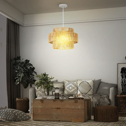Boho-Hängeleuchte aus Hanfseil – E27, hellbraun, Küche/Esszimmer