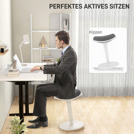 Ergonomischer Drehhocker – höhenverstellbar, graues Netz