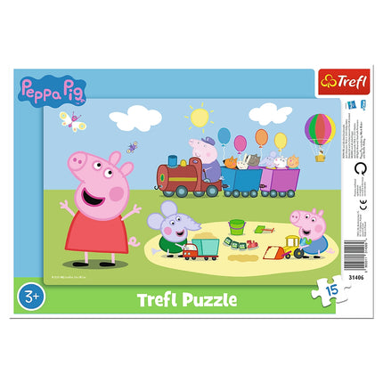 Peppa Wutz Puzzle, 15 Teile, gerahmt zur einfachen Präsentation