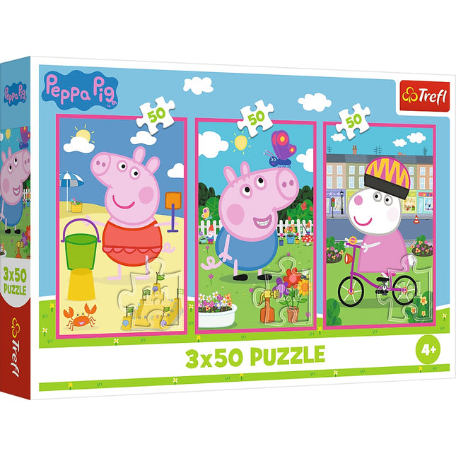 Peppa Wutz Puzzle-Set, 3 x 50 Teile, Freundschaftsthema
