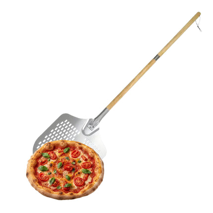 Perforierter XL-Pizzaschieber, Holzgriff, verstellbare Länge