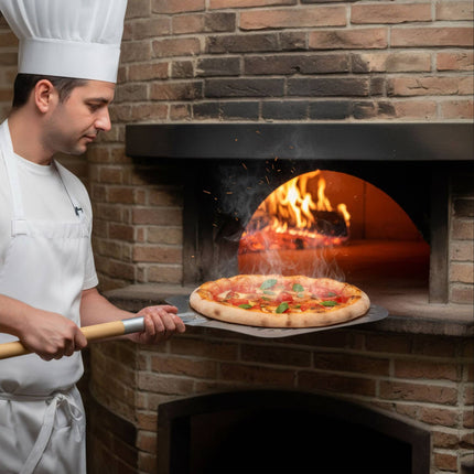 Perforierter XL-Pizzaschieber, Holzgriff, verstellbare Länge