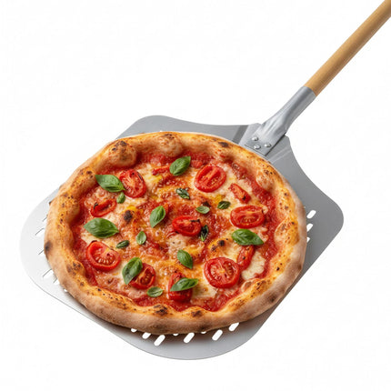 Perforierter XL-Pizzaschieber, Holzgriff, verstellbare Länge