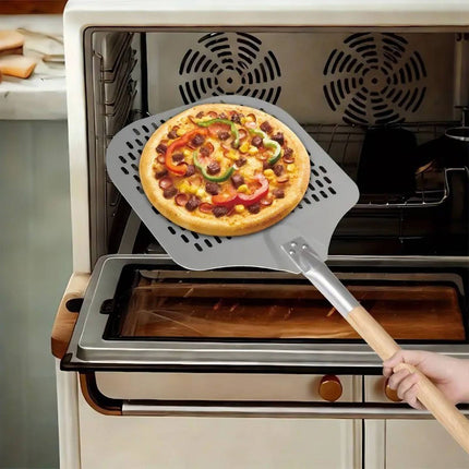 Perforierter XL-Pizzaschieber, Holzgriff, verstellbare Länge