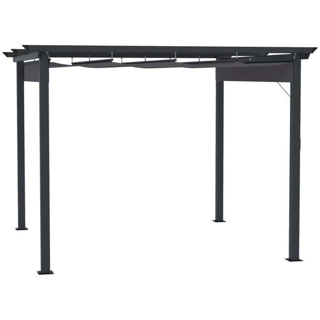 Pavillon Pergola 2,95x2,95m, Aluminium, Schiebedach, Grau