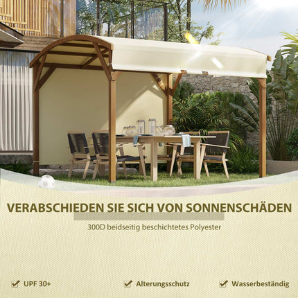 Gartenpergola aus Holz 3,2x3,08m, einziehbares Dach, UV-Schutz