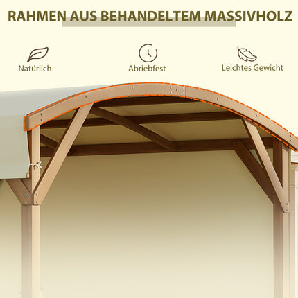 Gartenpergola aus Holz 3,2x3,08m, einziehbares Dach, UV-Schutz