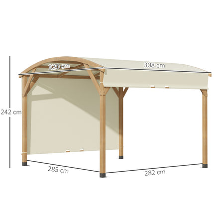 Gartenpergola aus Holz 3,2x3,08m, einziehbares Dach, UV-Schutz