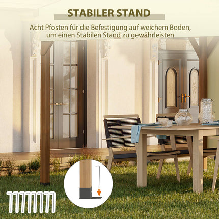 Gartenpergola aus Holz 3,2x3,08m, einziehbares Dach, UV-Schutz