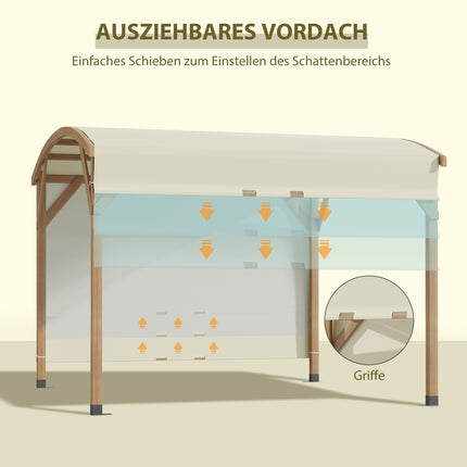 Gartenpergola aus Holz 3,2x3,08m, einziehbares Dach, UV-Schutz