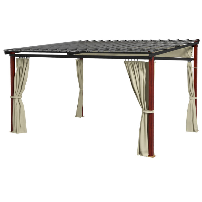Beige winddichte Pergola 3,5x3m mit verstellbarem Dach