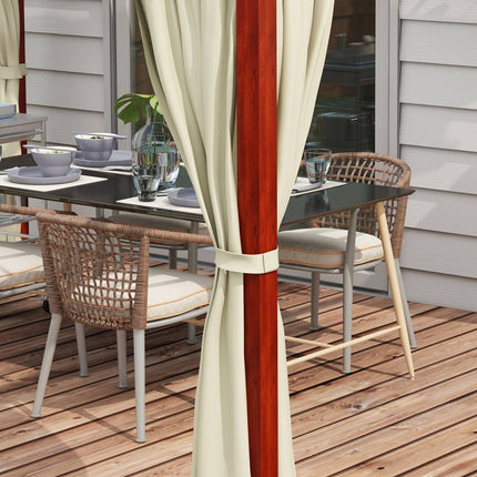 Pergola 3,5x3m paviljoen met zijwanden, winddicht, in hoogte verstelbaar, schuifdak, beige voor tuin & terras