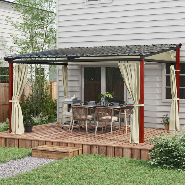 Beige winddichte Pergola 3,5x3m mit verstellbarem Dach