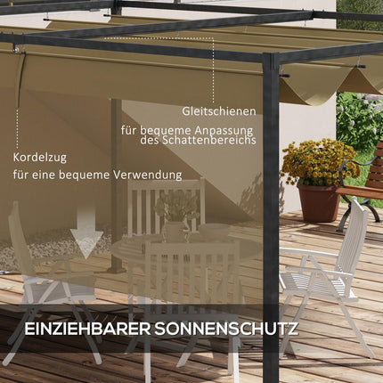 Metallpergola 3x2m - Verstellbares Dach, Sonnenschutz