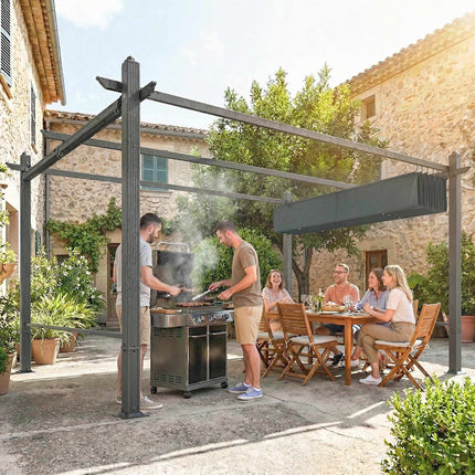 Pergola 3x4m with Retractable Roof & UV50+ Aluminum Frame