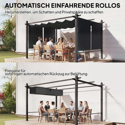 Pergola 3x4m with Retractable Roof & UV50+ Aluminum Frame