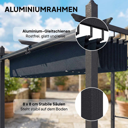 Pergola 3x4m with Retractable Roof & UV50+ Aluminum Frame