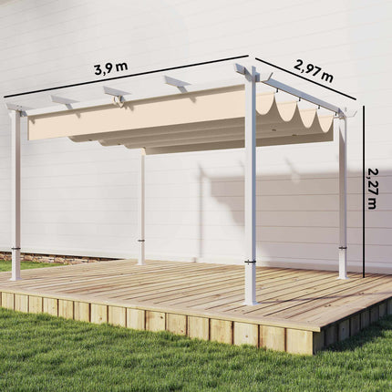 Pergola 3x4 m se zatahovací UV30+ střechou, béžová