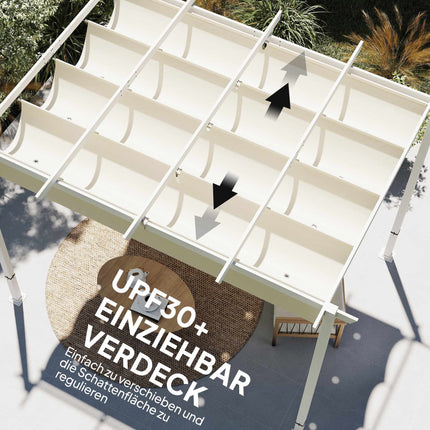 Pergola 3x4 m se zatahovací UV30+ střechou, béžová