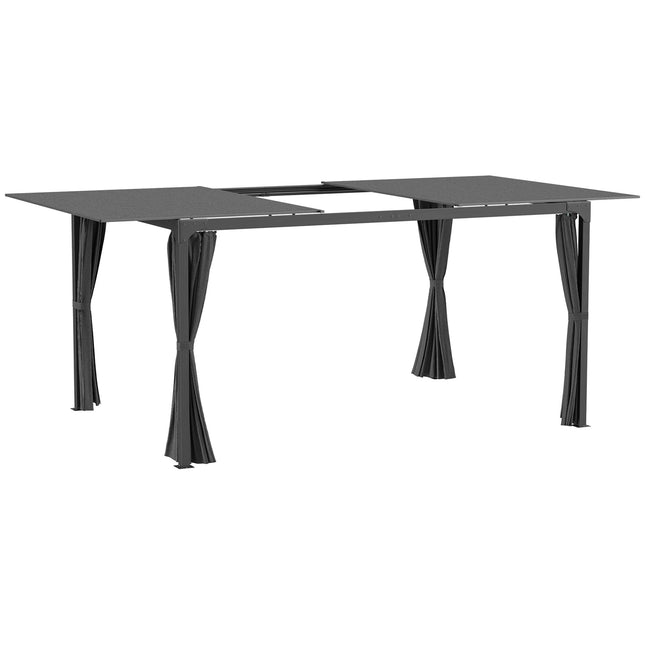 Pergola mit ausfahrbarem Dach und Vorhängen, 4,2x2,95m, Dunkelgrau
