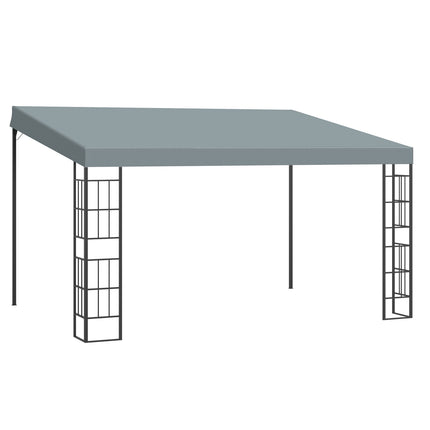 Gartenpergola 4x3m Metallgestell, graues Polyesterdach