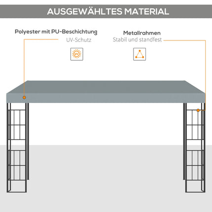 Gartenpergola 4x3m Metallgestell, graues Polyesterdach