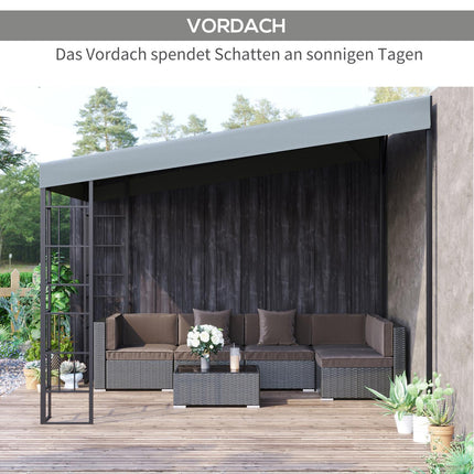Gartenpergola 4x3m Metallgestell, graues Polyesterdach