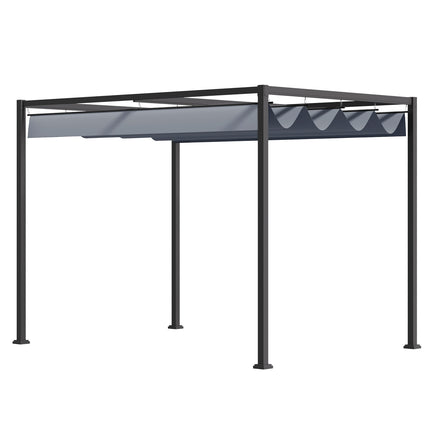 Stahlpergola 4x3m mit verstellbarem Dach, Dunkelgrau