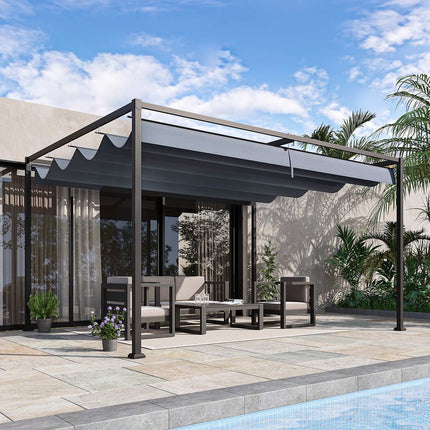 Stahlpergola 4x3m mit verstellbarem Dach, Dunkelgrau